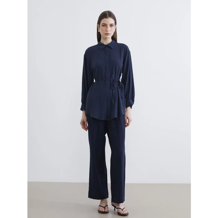 LCW Modest Lacivert Dokulu Kadın Gömlek Tunik