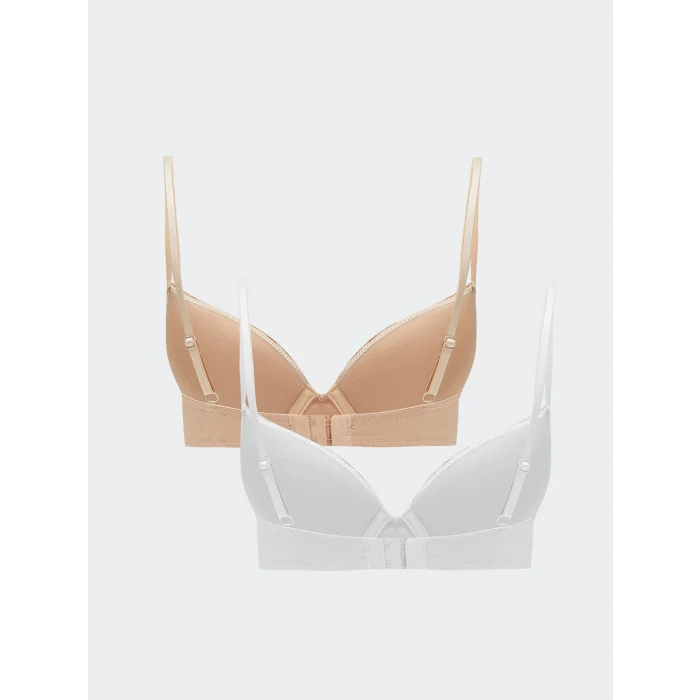 LCW DREAM Beyaz Balenli Dolgusuz Düz Tişört Sütyen 2li