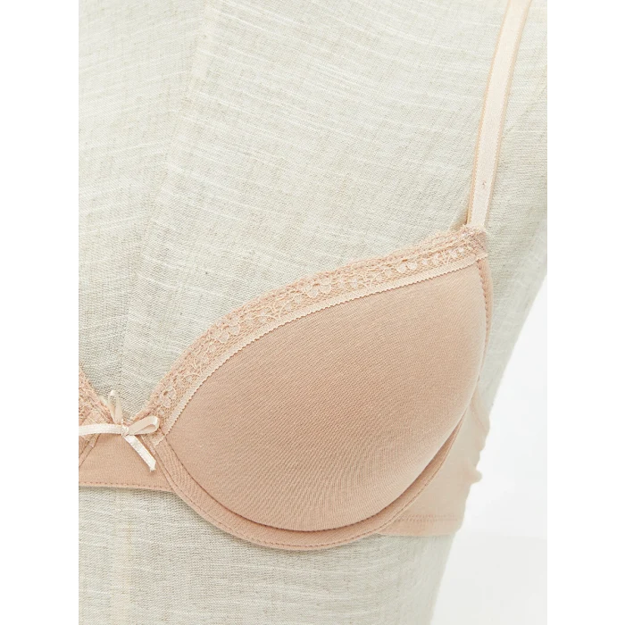 LCW DREAM Beyaz Balenli Dolgusuz Düz Tişört Sütyen 2li