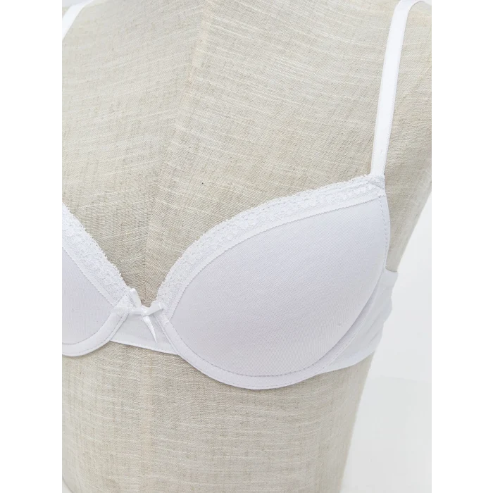 LCW DREAM Beyaz Balenli Dolgusuz Düz Tişört Sütyen 2li