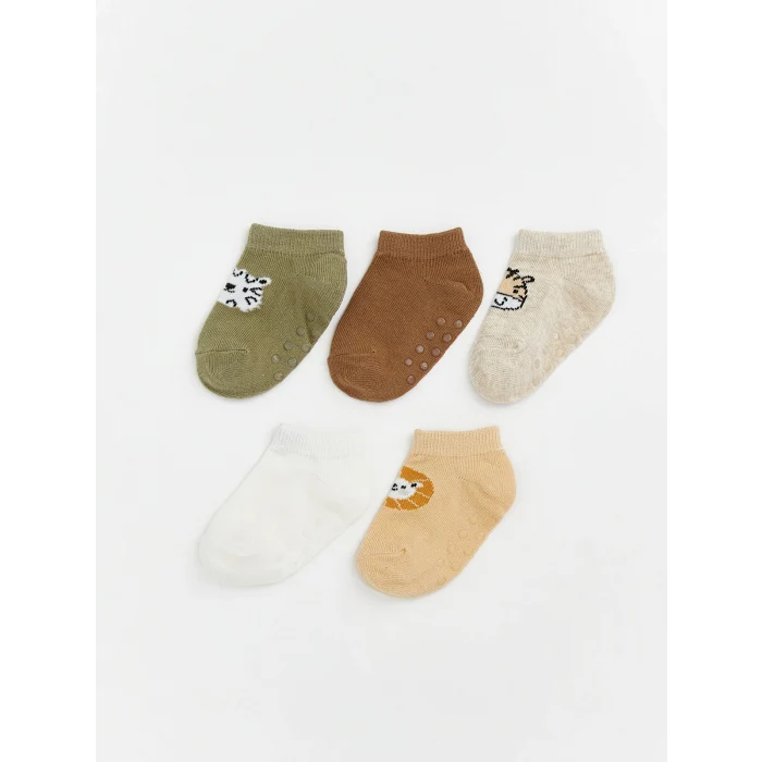 LCW baby Yeşil Desenli Erkek Bebek Patik Çorap 5li