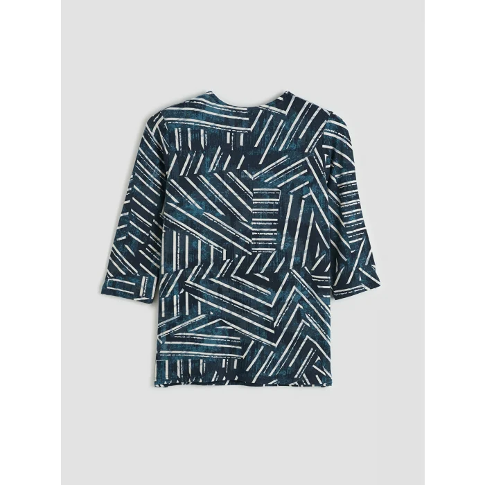 LCW Grace Lacivert Bisiklet Yaka Desenli Bluz