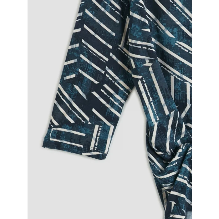 LCW Grace Lacivert Bisiklet Yaka Desenli Bluz