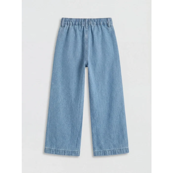 LCW Kids İndigo Wideleg Taşlı Kız Çocuk Jean Pantolon