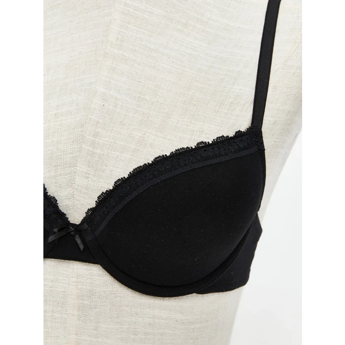 LCW DREAM Siyah Balenli Dolgusuz Düz Tişört Sütyen 2li