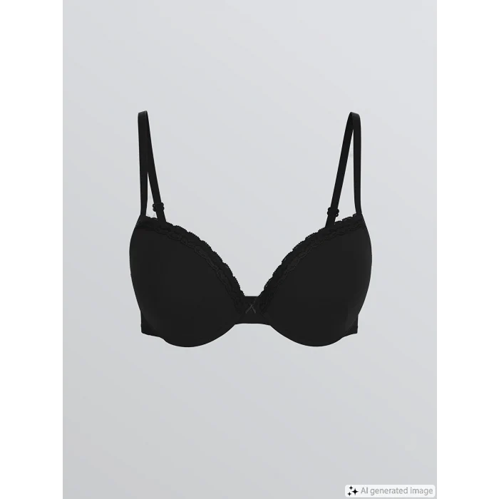 LCW DREAM Siyah Balenli Dolgusuz Düz Tişört Sütyen 2li