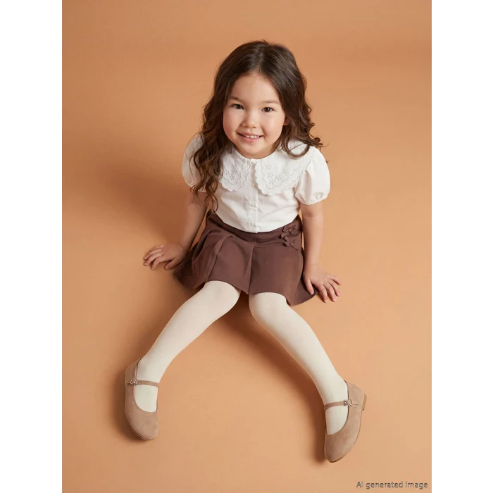 LCW Kids Kahverengi Kız Çocuk Şort Etek ve Külotlu Çorap