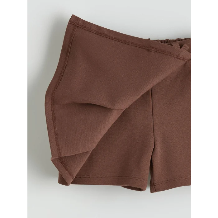 LCW Kids Kahverengi Kız Çocuk Şort Etek ve Külotlu Çorap