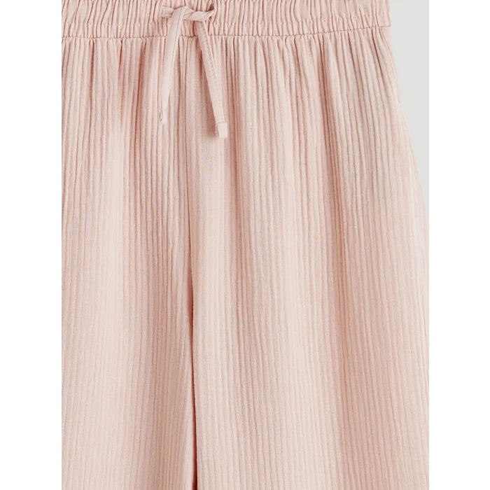 LCW Kids Pembe Beli Lastikli Kız Çocuk Müslin Pantolon