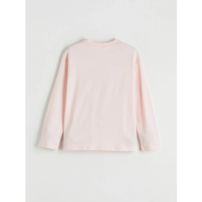 LCW Kids Pembe Baskılı Bisiklet Yaka Kız Çocuk Pijama Takım