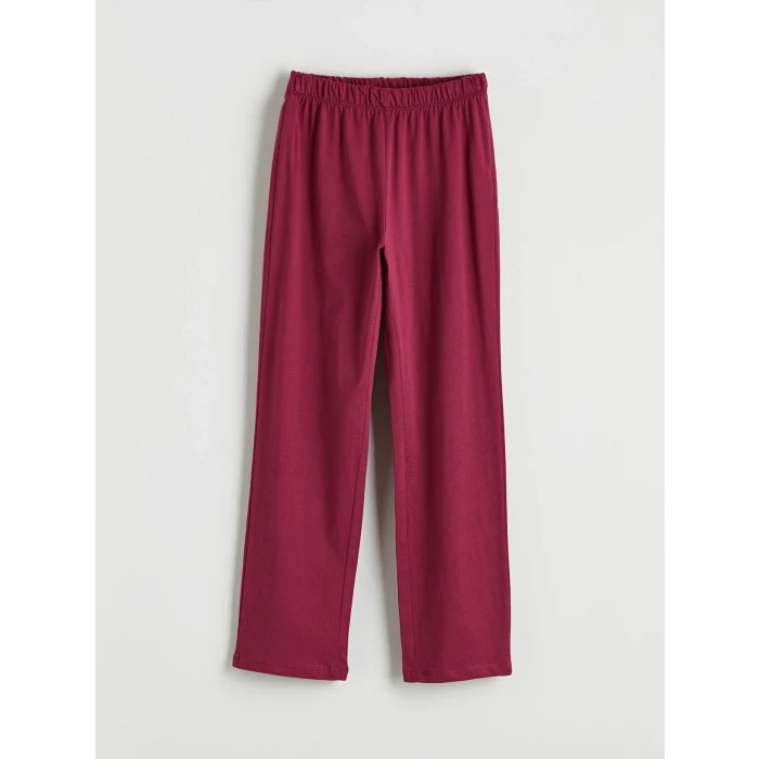 LCW Kids Pembe Baskılı Bisiklet Yaka Kız Çocuk Pijama Takım