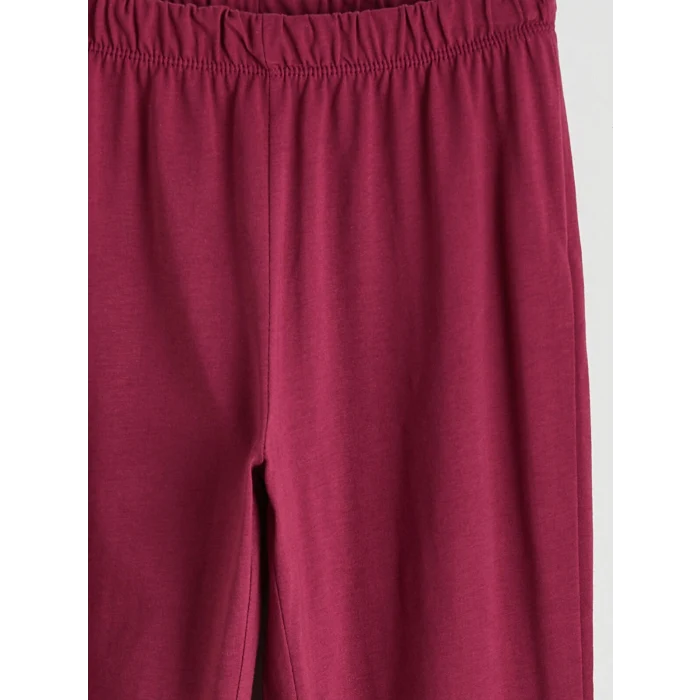 LCW Kids Pembe Baskılı Bisiklet Yaka Kız Çocuk Pijama Takım