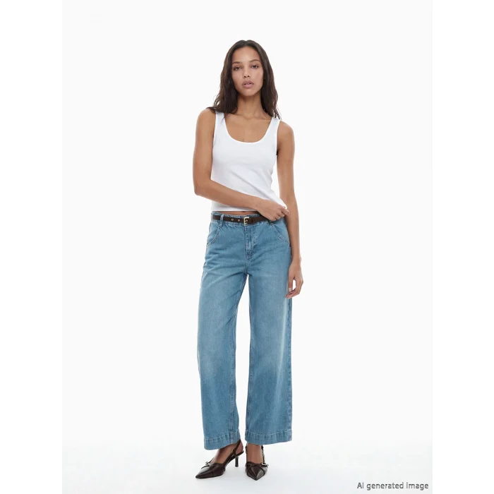 LCW Jeans İndigo Yüksek Bel Wideleg Kadın Jean Pantolon