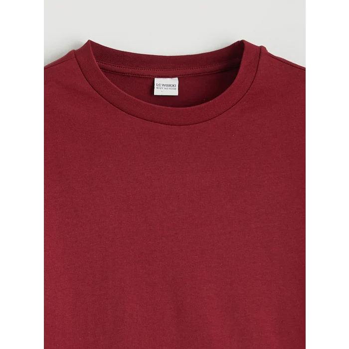 LCW Kids Bordo Bisiklet Yaka Basic Kız Çocuk Tişört