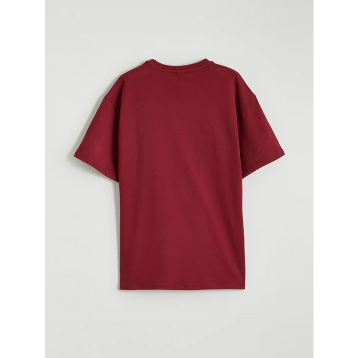 LCW Kids Bordo Bisiklet Yaka Basic Kız Çocuk Tişört