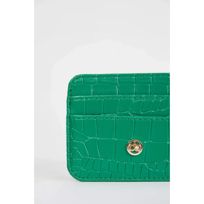 Defacto W2526AZGN1 Yeşil Kadın Suni Deri Croco Kartlık