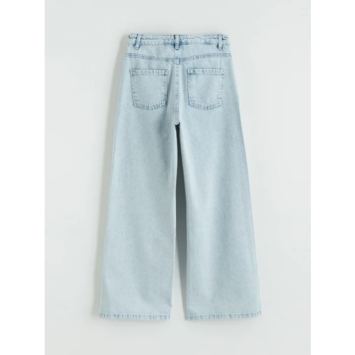 LCW Kids Mavi Wideleg Taşlı Kız Çocuk Jean Pantolon