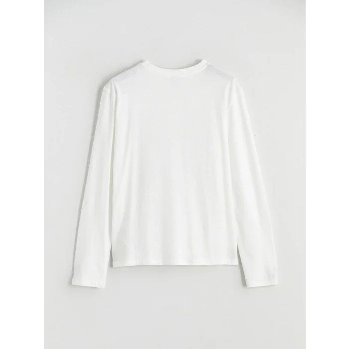 LCW Kids Ekru Bisiklet Yaka Baskılı Kız Çocuk Tişört