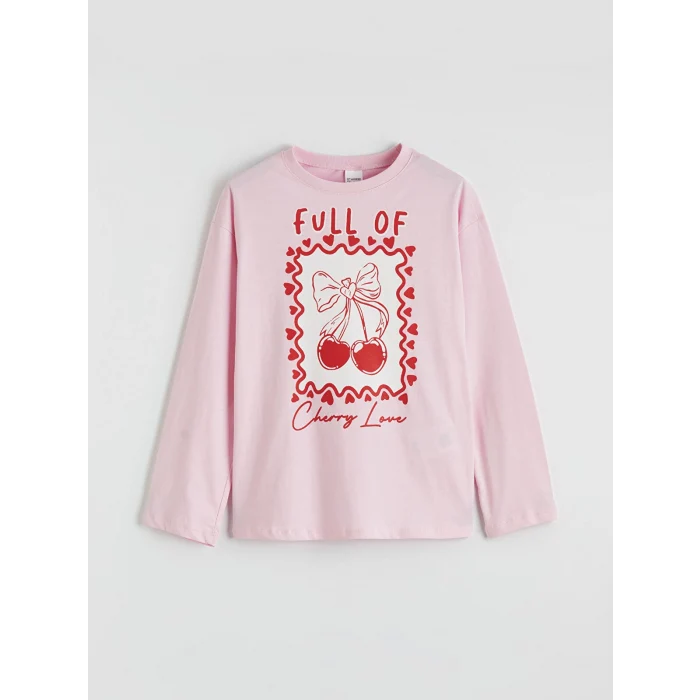 LCW Kids Pembe Bisiklet Yaka Baskılı Kız Çocuk Pijama Takım