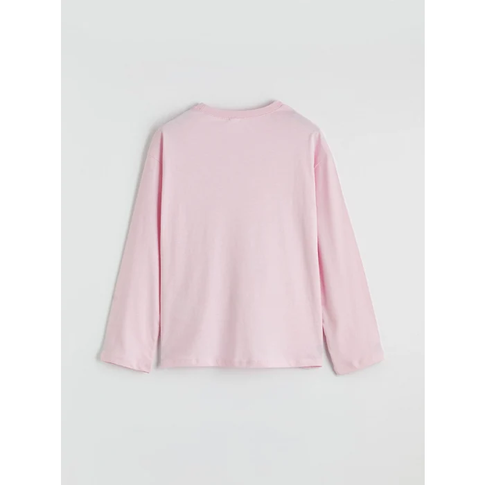 LCW Kids Pembe Bisiklet Yaka Baskılı Kız Çocuk Pijama Takım