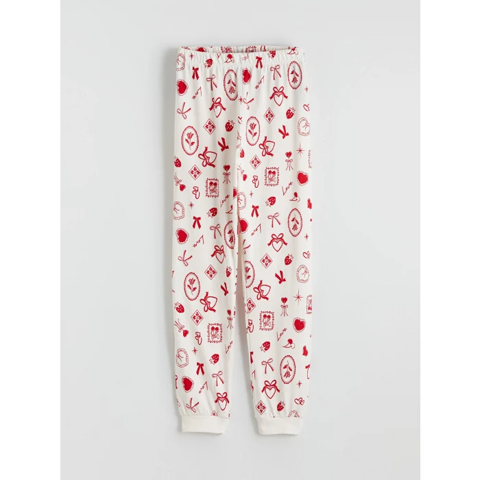 LCW Kids Pembe Bisiklet Yaka Baskılı Kız Çocuk Pijama Takım