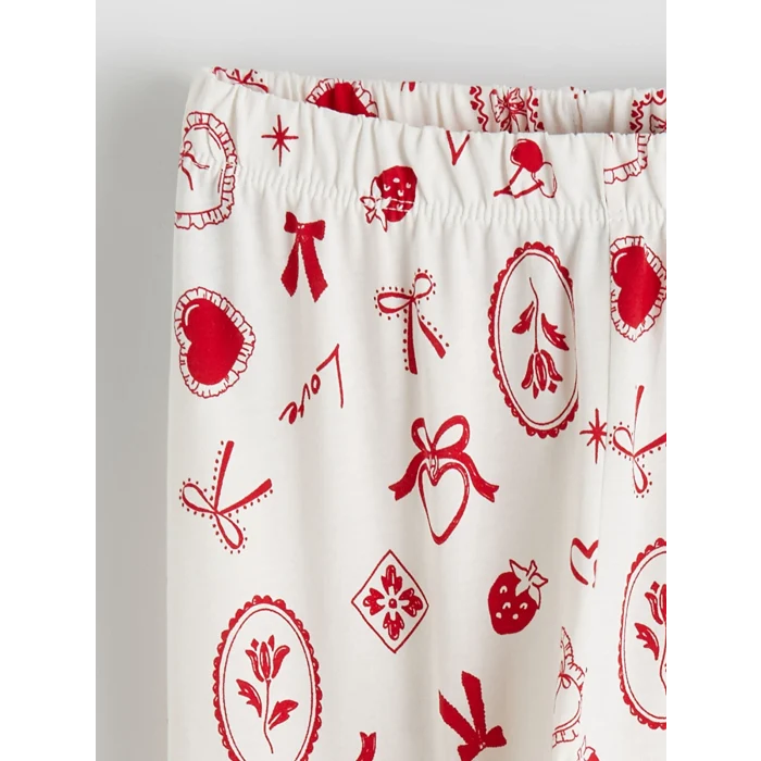 LCW Kids Pembe Bisiklet Yaka Baskılı Kız Çocuk Pijama Takım