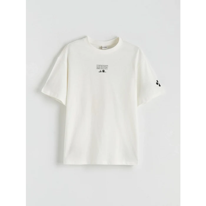 LCW Kids Ekru Baskılı Kız Çocuk Tişört