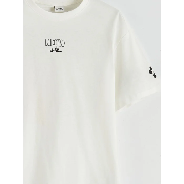 LCW Kids Ekru Baskılı Kız Çocuk Tişört