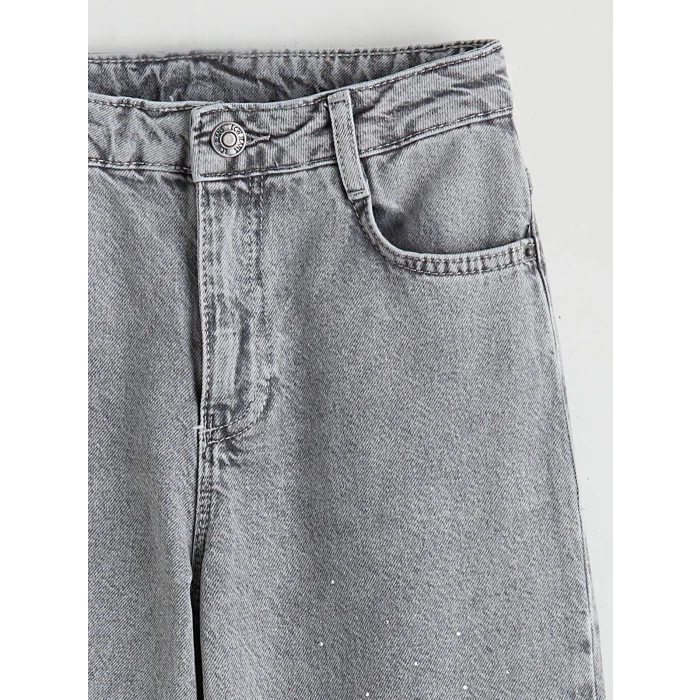 LCW Kids Karışık Wideleg Taşlı Kız Çocuk Jean Pantolon