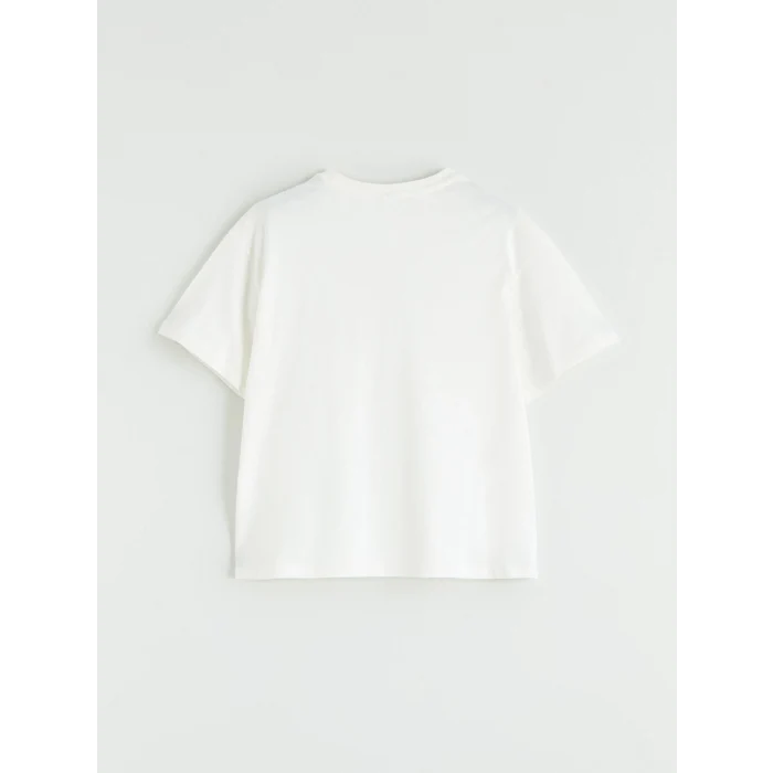 LCW Kids Ekru Baskılı Kız Çocuk Tişört