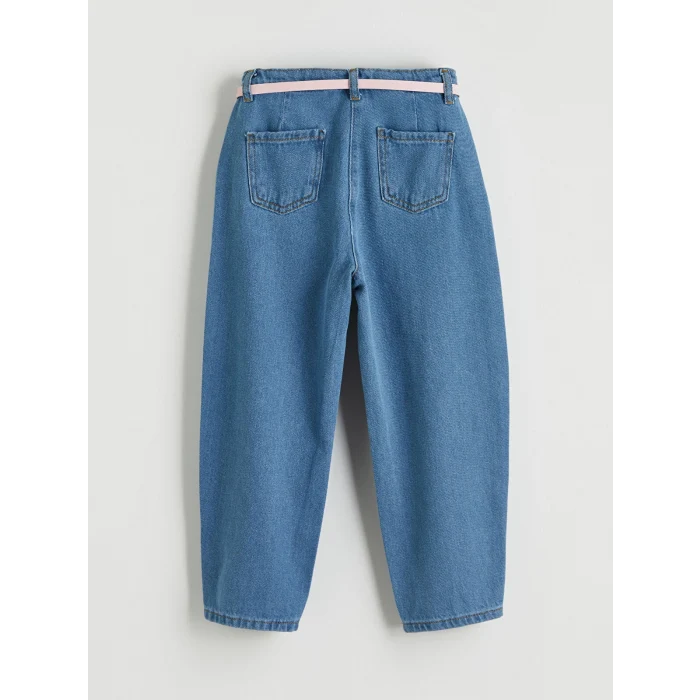 LCW Kids Mavi Balloon Fit Çiçek Nakışlı Kız Çocuk Jean Pantolon