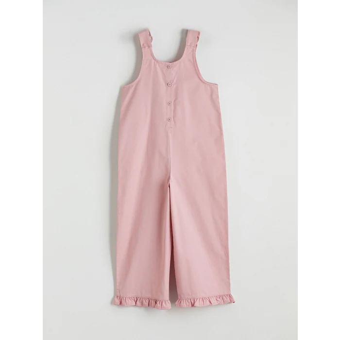 LCW Kids Ekru Nakışlı Kız Çocuk Salopet ve Tişört Takımı