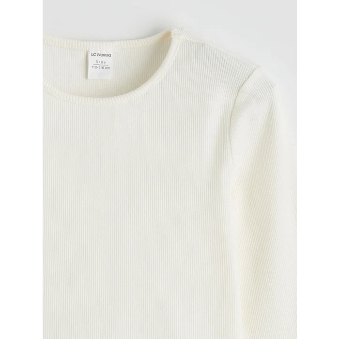 LCW Kids Ekru Nakışlı Kız Çocuk Salopet ve Tişört Takımı