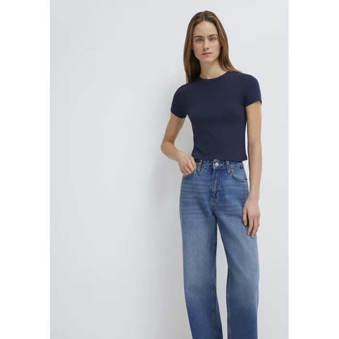 Mavi 1600814-85315 Lacivert Basic Crop Tişört