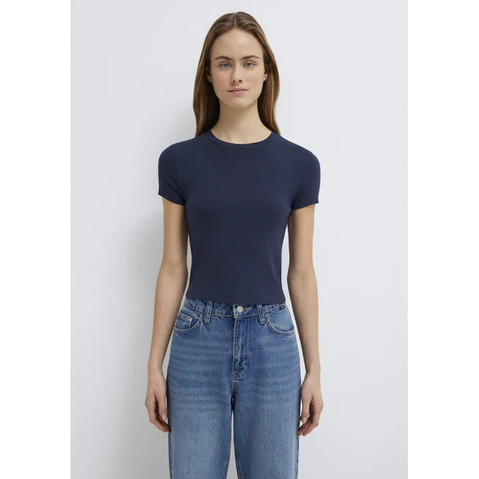 Mavi 1600814-85315 Lacivert Basic Crop Tişört