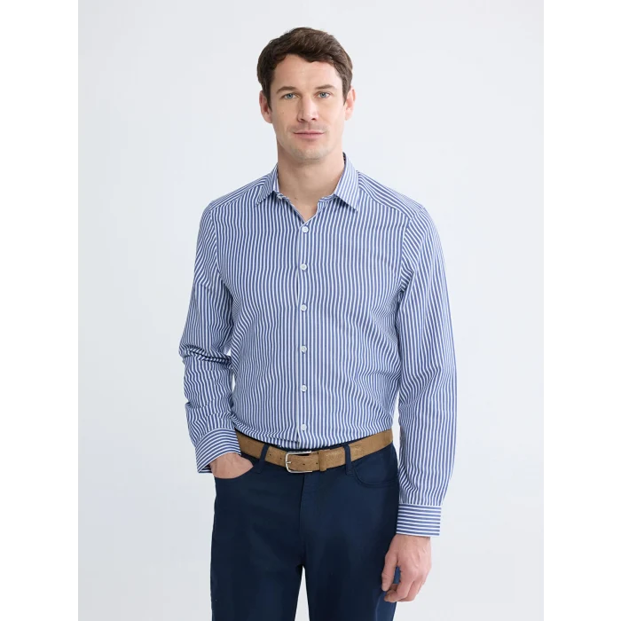 LCW BUSINESS Lacivert Slim Fit Çizgili Erkek Gömlek