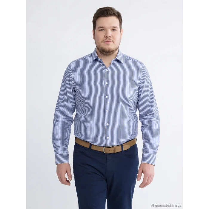 LCW BUSINESS Lacivert Slim Fit Çizgili Erkek Gömlek