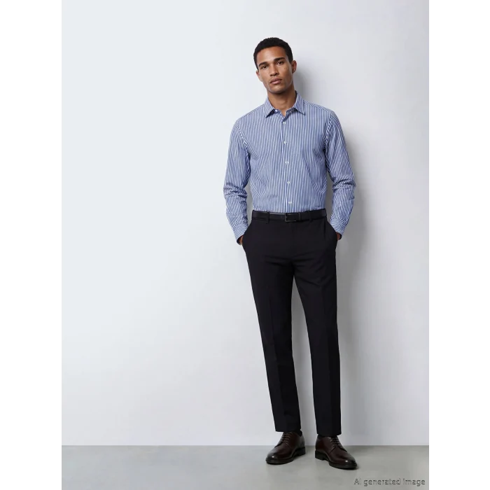 LCW BUSINESS Lacivert Slim Fit Çizgili Erkek Gömlek