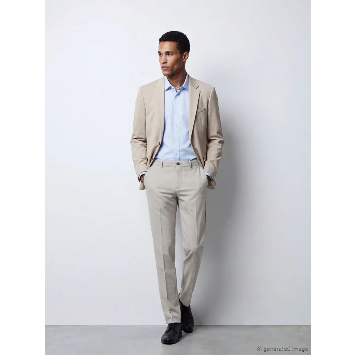 LCW BUSINESS Bej Slim Fit Erkek Takım Elbise Pantolonu