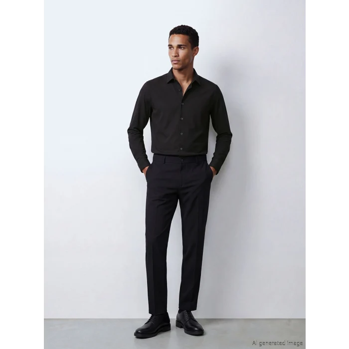 LCW BUSINESS Siyah Slim Fit Armürlü Erkek Gömlek
