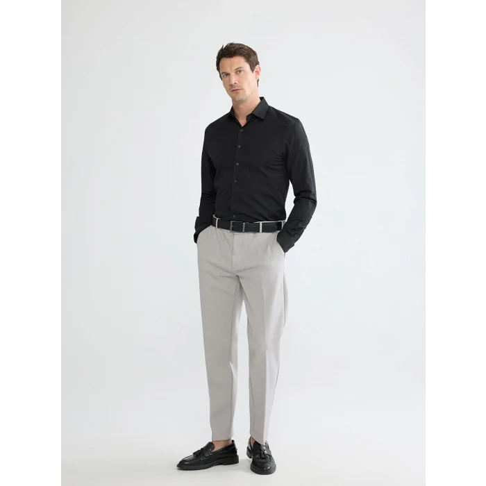 LCW BUSINESS Siyah Slim Fit Armürlü Erkek Gömlek