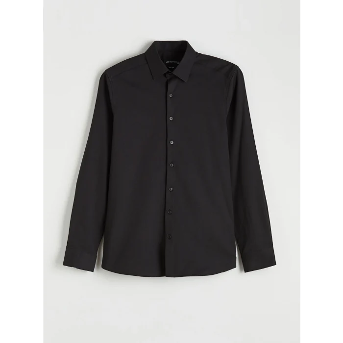 LCW BUSINESS Siyah Slim Fit Armürlü Erkek Gömlek