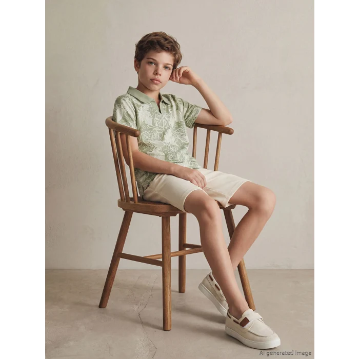 LCW Kids Ekru Polo Yaka Desenli Erkek Çocuk Tişört ve Şort
