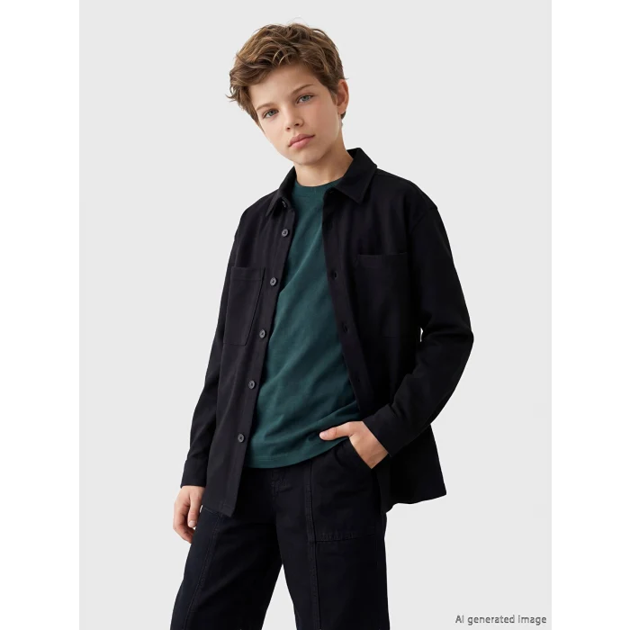 LCW Kids Siyah Uzun Kollu Erkek Çocuk Gömlek