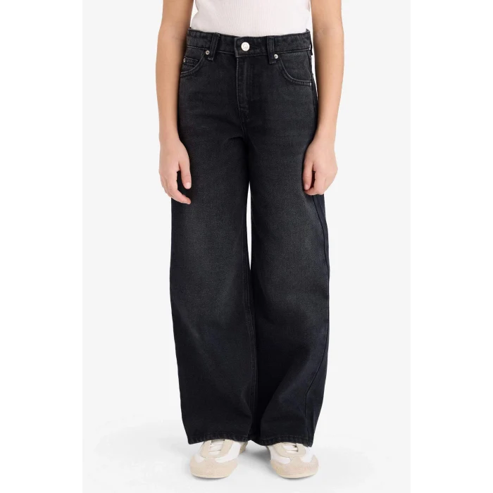 Defacto G4655A8NM55 Gri Straıght Wıde Geniş Paça Jean Pantolon Kız Çocuk