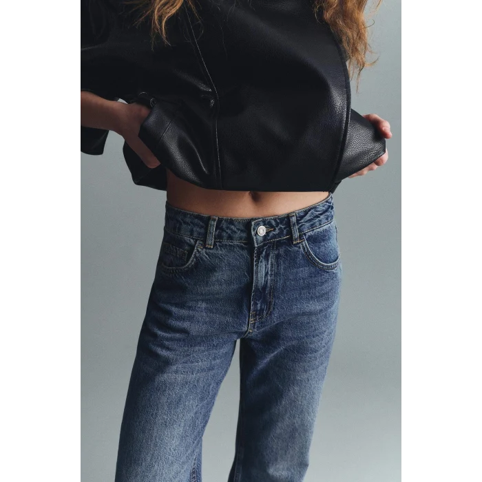 Defacto G8852AXNM34 Mavi %100 Pamuk Straıght Wıde Yüksek Bel Jean Pantolon