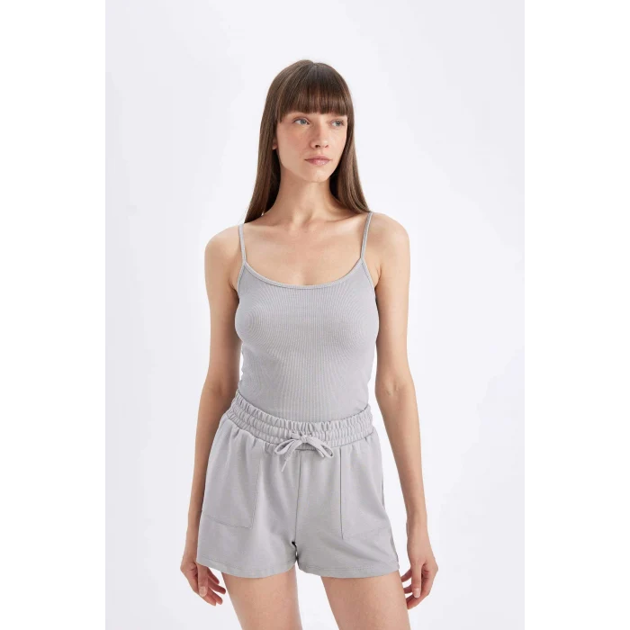 Defacto D3327AXGR453 Gri Basıc Bermuda Şort