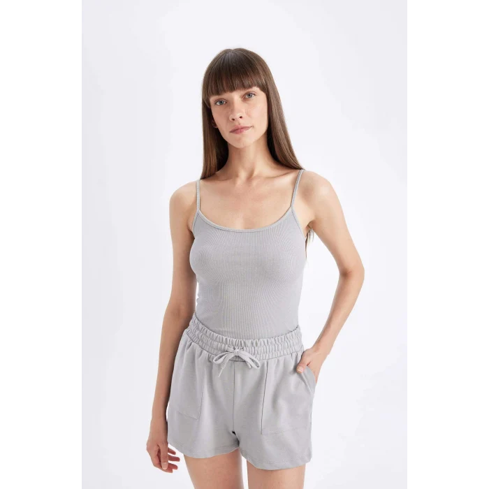 Defacto D3327AXGR453 Gri Basıc Bermuda Şort