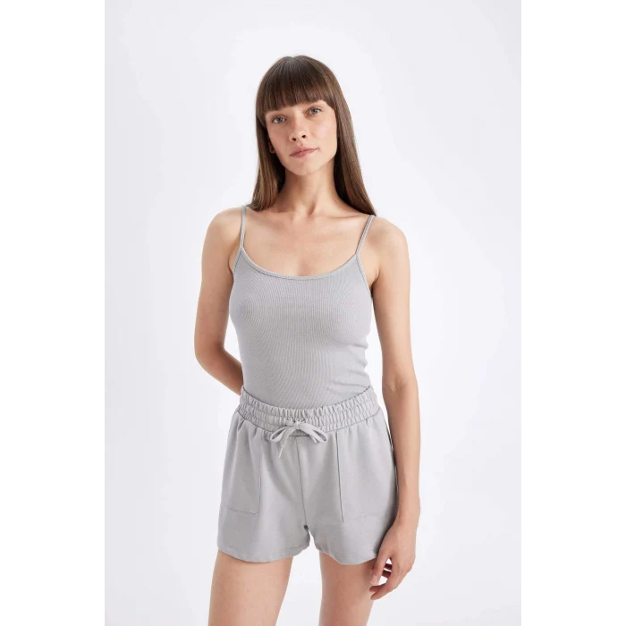 Defacto D3327AXGR453 Gri Basıc Bermuda Şort