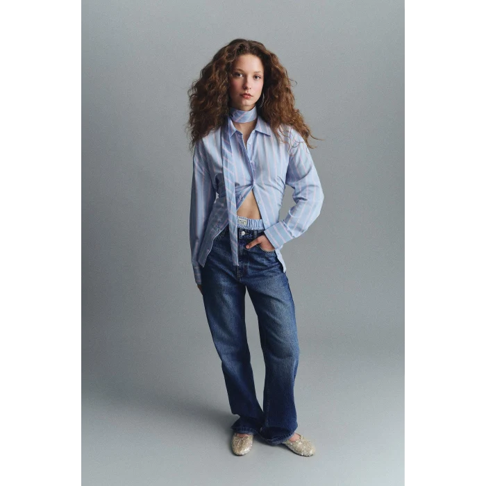 Defacto G3541AXNM28 Mavi Straıght Fıt Yüksek Bel Uzun Jean Yıkamalı Pantolon